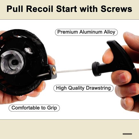 Pull Start Recoil Starter for 40/44-6 2 Stroke 47cc 49cc Mini Pocket Bike Dirt Pit Bike ATV 4 Wheeler Motorcycle, Flatter Type Raised Tooth Cog Mini Aluminum Alloy Pull Starter with Screws Black in Saudi Arabia