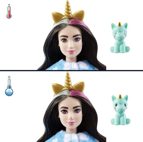 Barbie Cutie Reveal Doll, Fantasy Series Unicorn Plush Costume, 10 Surprises Including Mini Pet & Color Change in Saudi Arabia