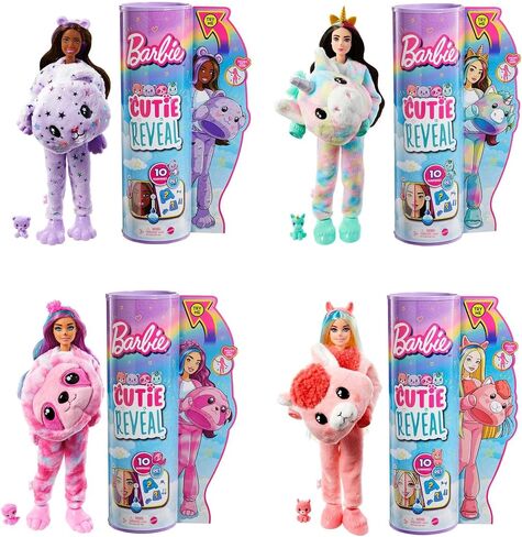 Barbie Cutie Reveal Doll, Fantasy Series Unicorn Plush Costume, 10 Surprises Including Mini Pet & Color Change in Saudi Arabia