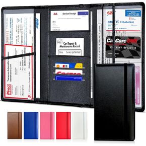 LINTRU Trifold Car Registration and Insurance Holder, Fits in Glovebox, Durable Design for Long-Term Use, Wipe-Clean PU Leather, Multi-Pocket Storage, Ideal Car Accessories for Men & Women, Gift-Ready in Kuwait