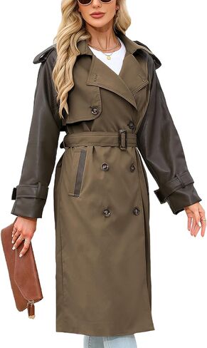 معطف Bellivera Women's Trench Coat Long Lound Sould Spring Fall Fall With With Belt in Kuwait