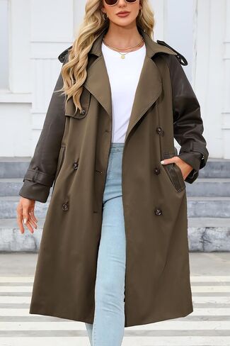 معطف Bellivera Women's Trench Coat Long Lound Sould Spring Fall Fall With With Belt in Kuwait