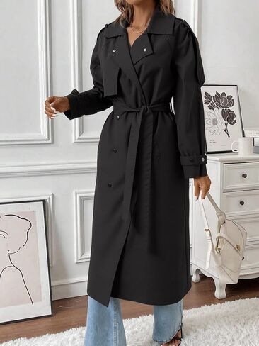 معطف Bellivera Women's Trench Coat Long Lound Sould Spring Fall Fall With With Belt in Kuwait