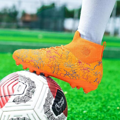 Boys Girls Soccer Cleats High-top Training Football Cleats Kids Ankle-high Soccer Shoes Lightweight Outdoor Futsal in Saudi Arabia