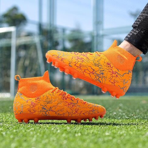 Boys Girls Soccer Cleats High-top Training Football Cleats Kids Ankle-high Soccer Shoes Lightweight Outdoor Futsal in Saudi Arabia