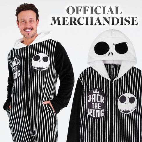 Disney The Nightmare Before Christmas One-Piece Pajamas for Men, Teens, Fleece Jumpsuit With Hood, for Men in Kuwait