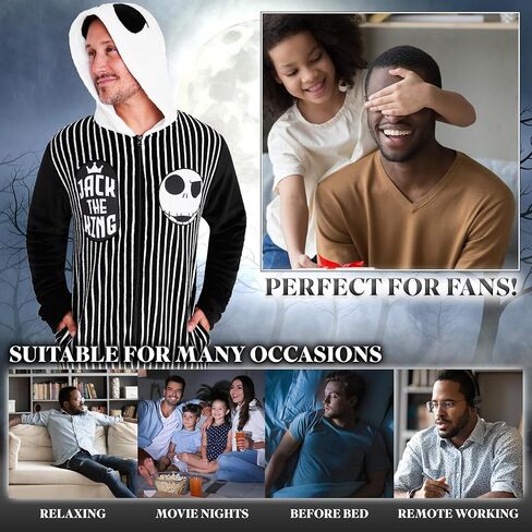 Disney The Nightmare Before Christmas One-Piece Pajamas for Men, Teens, Fleece Jumpsuit With Hood, for Men in Kuwait
