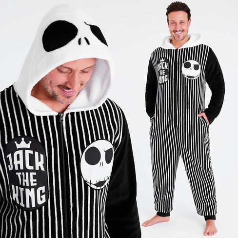 Disney The Nightmare Before Christmas One-Piece Pajamas for Men, Teens, Fleece Jumpsuit With Hood, for Men in Kuwait