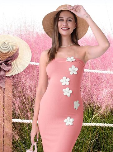 Rnxrbb 2 PCS Floral Baby Shower Maternity Dress Cardigan Long Tube Clothes | Soft, Stretchy Ribbed Knit Bodycon Maxi Dress with Flowers,Perfect for Gender Reveal,Photoshoots,Night Out&Cocktail,Weddings in Saudi Arabia