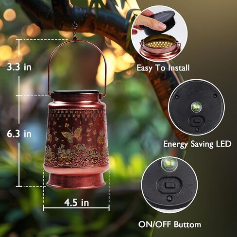 Homemory Solar Lanterns Sunflower Lights Outdoor Waterproof Garden Decor Women Gifts for Birthday, LED Hanging Solar Lights Metal Lantern Decoration Outside for Yard, Patio, Backyard, Porch, Lawn in Saudi Arabia