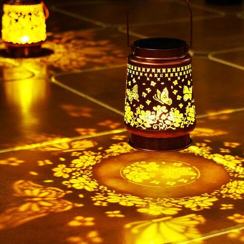 Homemory Solar Lanterns Sunflower Lights Outdoor Waterproof Garden Decor Women Gifts for Birthday, LED Hanging Solar Lights Metal Lantern Decoration Outside for Yard, Patio, Backyard, Porch, Lawn in Saudi Arabia