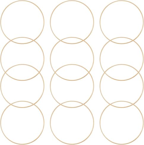 Lifekome 12pcs 9 بوصة خشبية الخيزران الأزهار الأطواق الزهور حلقات حلم حلم الصياغة حلقات DIY جولة صنع الحرف لصالح ديي ديكور الزفاف ديكور حلم الحلم وجدار ماكرم معلقة in Kuwait