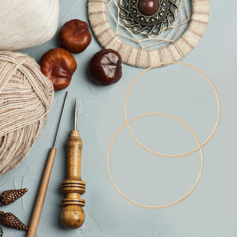 Lifekome 12pcs 9 بوصة خشبية الخيزران الأزهار الأطواق الزهور حلقات حلم حلم الصياغة حلقات DIY جولة صنع الحرف لصالح ديي ديكور الزفاف ديكور حلم الحلم وجدار ماكرم معلقة in Kuwait