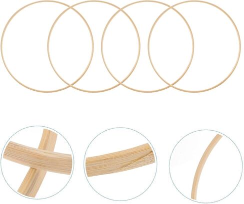 Lifekome 12pcs 9 بوصة خشبية الخيزران الأزهار الأطواق الزهور حلقات حلم حلم الصياغة حلقات DIY جولة صنع الحرف لصالح ديي ديكور الزفاف ديكور حلم الحلم وجدار ماكرم معلقة in Kuwait