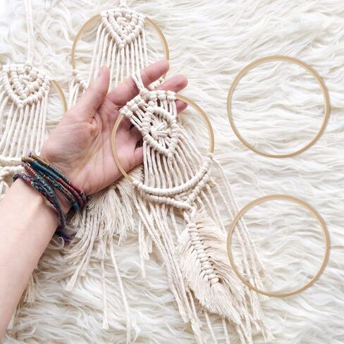 Lifekome 12pcs 9 بوصة خشبية الخيزران الأزهار الأطواق الزهور حلقات حلم حلم الصياغة حلقات DIY جولة صنع الحرف لصالح ديي ديكور الزفاف ديكور حلم الحلم وجدار ماكرم معلقة in Saudi Arabia