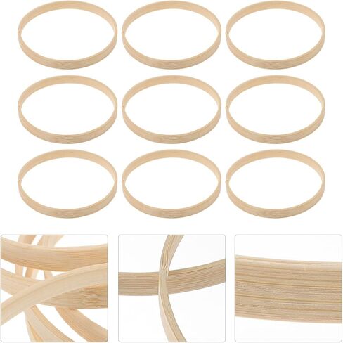 Lifekome 12pcs 9 بوصة خشبية الخيزران الأزهار الأطواق الزهور حلقات حلم حلم الصياغة حلقات DIY جولة صنع الحرف لصالح ديي ديكور الزفاف ديكور حلم الحلم وجدار ماكرم معلقة in Saudi Arabia