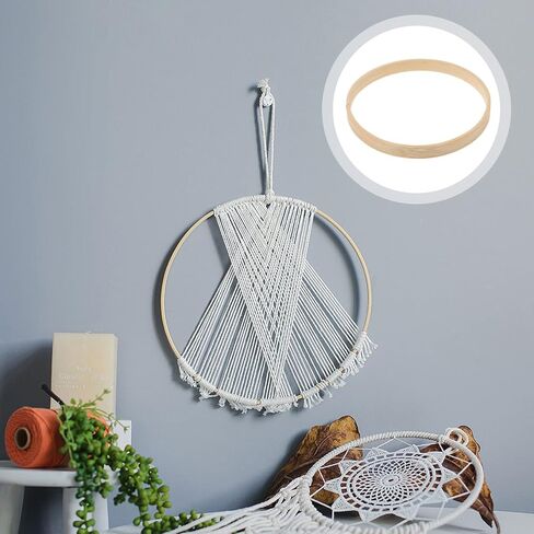 Lifekome 12pcs 9 بوصة خشبية الخيزران الأزهار الأطواق الزهور حلقات حلم حلم الصياغة حلقات DIY جولة صنع الحرف لصالح ديي ديكور الزفاف ديكور حلم الحلم وجدار ماكرم معلقة in Saudi Arabia