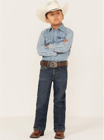 Cody James Boys' Little Saguaro Dark Wash Mid Rise Stretch Slim Bootcut Jeans - Cbsp20j10-Lit in Saudi Arabia