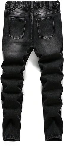 WDIRARA Boy's Cross Graphic Ripped Skinny Jeans Distressed Elastic Waist Denim Pants in Saudi Arabia