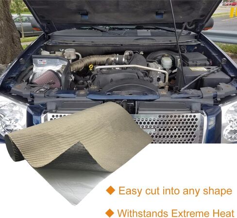 Titanium Adhesive Backed exhaust heat shield 2500 Degrees High Temp Protection Material Thermal Barrier Blanket Mat (24'' X 40'') in Kuwait