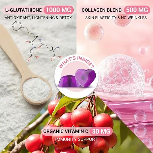 Liposomal Glutathione Gummies 1000MG - Sugar Free Reduced L-Glutathione with Vitamin C & Vegan Collagen - Antioxidant & Skin Wellness - 150 Count in Saudi Arabia