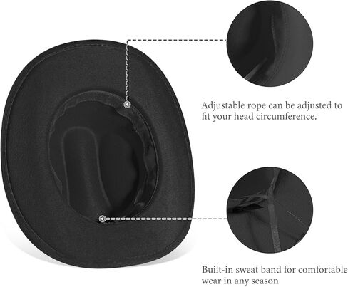 Womens Cowboy Hat Rhinestone Cowgirl Hats Wide Brim Diamond-Glitter-Western- Size:Medium-Large in Saudi Arabia