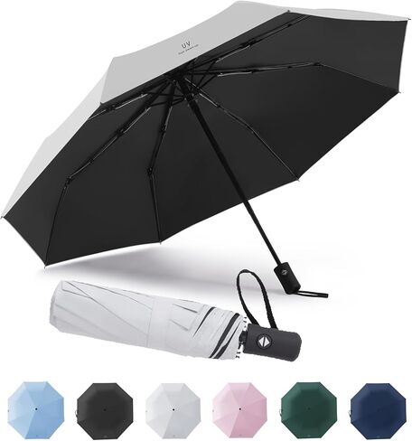 Windproof Compact Travel Umbrella Auto Open/Close - Premium Fiberglass Frame for Rain & Sun Protection - Lightweight Mini Umbrella Fits Purse, Backpack, Car in Kuwait