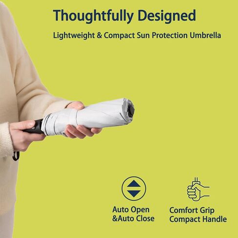 Windproof Compact Travel Umbrella Auto Open/Close - Premium Fiberglass Frame for Rain & Sun Protection - Lightweight Mini Umbrella Fits Purse, Backpack, Car in Kuwait