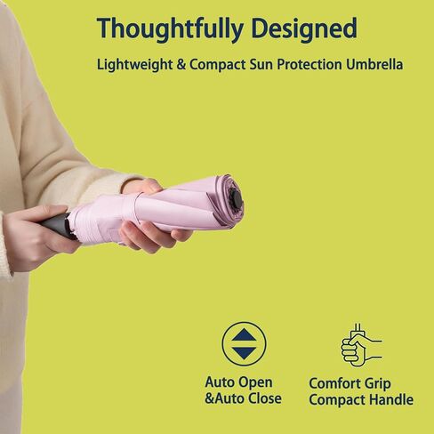 Windproof Compact Travel Umbrella Auto Open/Close - Premium Fiberglass Frame for Rain & Sun Protection - Lightweight Mini Umbrella Fits Purse, Backpack, Car in Kuwait
