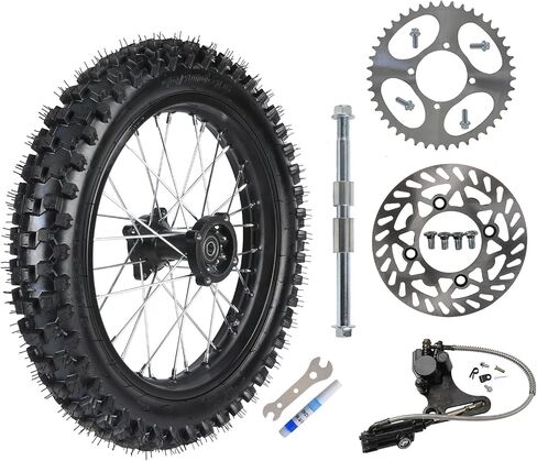 90/100-16 Rear Wheel Tire and Rim Inner Tube with 15mm Bearing Assembly for Dirt Pit Bike Monkey Bike 125cc 140cc 150cc 160cc CRF70 90 110 TTR100 110 KLX65 Apollo (with Rotor & Brake Caliper) in Saudi Arabia