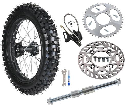 90/100-16 Rear Wheel Tire and Rim Inner Tube with 15mm Bearing Assembly for Dirt Pit Bike Monkey Bike 125cc 140cc 150cc 160cc CRF70 90 110 TTR100 110 KLX65 Apollo (with Rotor & Brake Caliper) in Saudi Arabia