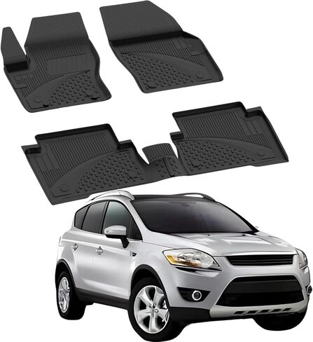 Floor Mats for Ford Kuga II 2012-2019 | Custom Fit Floor Liner for Cars | Premium Quality Car Mats Black | Odorless All Weather Waterproof Durable 4.5D Liner in Saudi Arabia