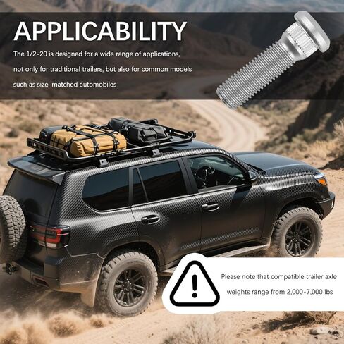 6pcs Trailer UNF 1/2 20 عجلات ، حمولة براغي العجلات الثقيلة من 2000-7000 رطل بطول 2.11 "/spline قطر 0.56"/رأس مسمار 0.73 "، عجلات محترفة. in Saudi Arabia