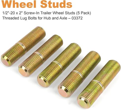 03372 Screw in Trailer Wheel Studs - 5 Pack, Each Stud Measures 1/2"-20 x 2 in Saudi Arabia
