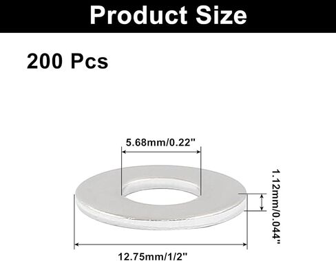 Murtenze 200PCS #8 Flat Washer 304 Stainless Steel SAE Flat Washer for Bolt Screw(#8) in Kuwait