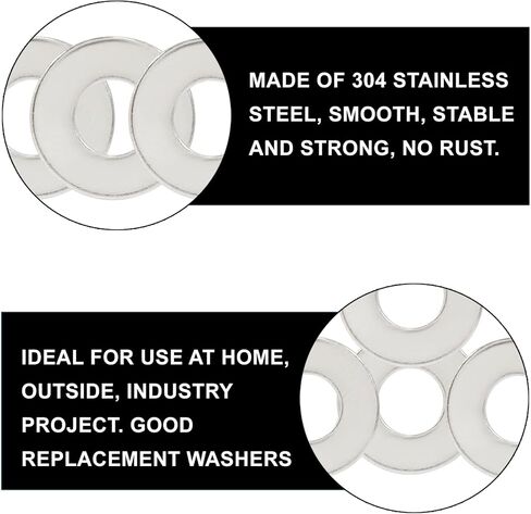 Murtenze 200PCS #8 Flat Washer 304 Stainless Steel SAE Flat Washer for Bolt Screw(#8) in Kuwait