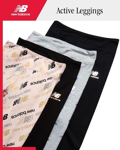 New Balance Active Girls Leggings - 4 Pack Girls Athletic Leggings Yoga Pants Running Workout Kids Dance Placs (7-16) in Saudi Arabia
