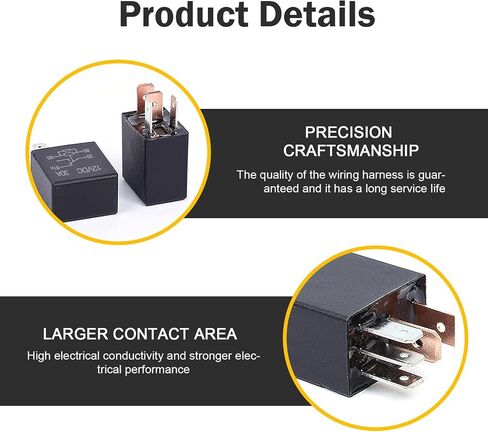 4 PCS 5 Pin Relay, DC 12 V 30 A Multi-Purpose Oil Pump Air Conditioning Fan Relay Heavy Duty Accessories, Waterproof Housing Plug and Play Motor Replacement, for Most Cars Trucks (Black) in Saudi Arabia