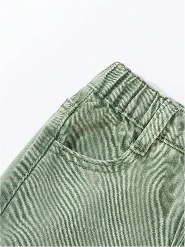 Wdirara Toddler Girl's Bargy Cargo Jeans مرنة الخصر مستقيم الساق جينز مع جيوب رفرف in Saudi Arabia
