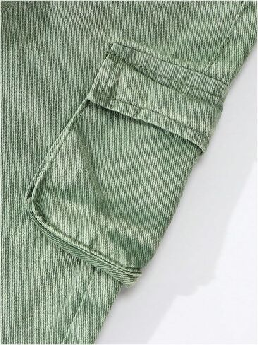 Wdirara Toddler Girl's Bargy Cargo Jeans مرنة الخصر مستقيم الساق جينز مع جيوب رفرف in Saudi Arabia