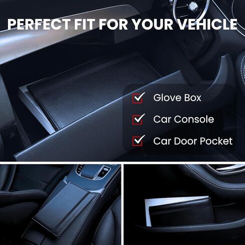 LINTRU Trifold Car Registration and Insurance Holder, Fits in Glovebox, Durable Design for Long-Term Use, Wipe-Clean PU Leather, Multi-Pocket Storage, Ideal Car Accessories for Men & Women, Gift-Ready in Kuwait