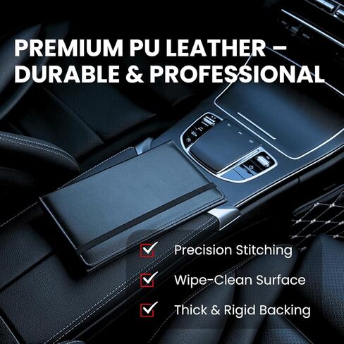LINTRU Trifold Car Registration and Insurance Holder, Fits in Glovebox, Durable Design for Long-Term Use, Wipe-Clean PU Leather, Multi-Pocket Storage, Ideal Car Accessories for Men & Women, Gift-Ready in Kuwait