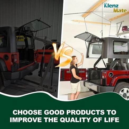 2025 Upgraded Hardtop Removal Lift, Compatible with All Jeep Wrangler JK JL Models, KlenzMate Top Hoist with Safe Anti-Drop System, Easy One-Person Operation, Self-Leveling, Supports 8-16 Ft. Ceiling in Kuwait