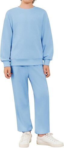 Haloumoning Boys Tracksuits 2 قطعة مجموعة الأطفال من النوع الثقيل و Sweatshirts الركض مع جيوب 5-14 سنة in Saudi Arabia