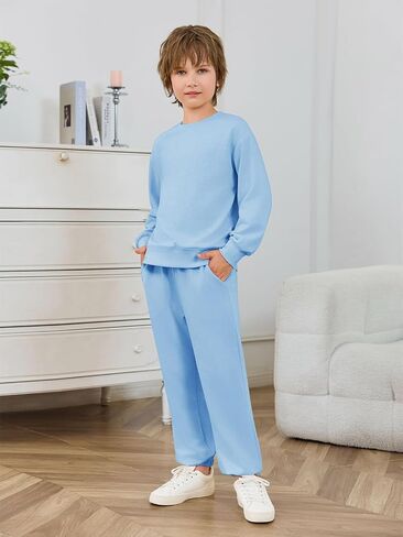 Haloumoning Boys Tracksuits 2 قطعة مجموعة الأطفال من النوع الثقيل و Sweatshirts الركض مع جيوب 5-14 سنة in Saudi Arabia