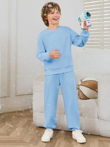 Haloumoning Boys Tracksuits 2 قطعة مجموعة الأطفال من النوع الثقيل و Sweatshirts الركض مع جيوب 5-14 سنة in Saudi Arabia