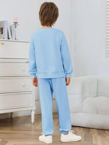 Haloumoning Boys Tracksuits 2 قطعة مجموعة الأطفال من النوع الثقيل و Sweatshirts الركض مع جيوب 5-14 سنة in Saudi Arabia