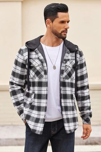 Coofandy Mens Flannel Shirt Jacket Cotton Ceanted Cleanted Slaid Plaid Shirt Button Long Long in Saudi Arabia