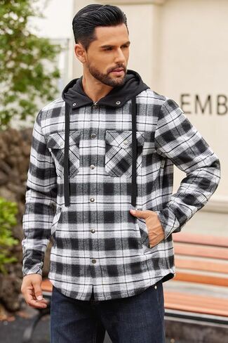 Coofandy Mens Flannel Shirt Jacket Cotton Ceanted Cleanted Slaid Plaid Shirt Button Long Long in Saudi Arabia