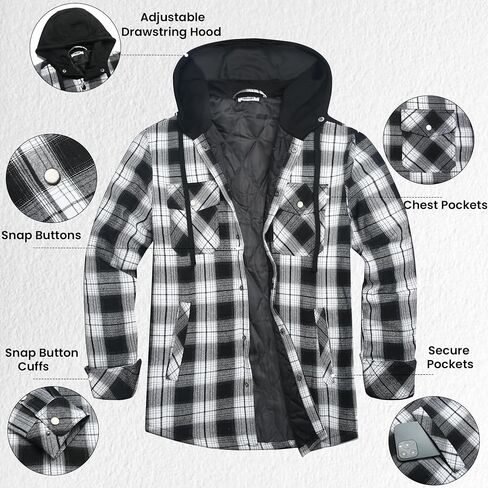 Coofandy Mens Flannel Shirt Jacket Cotton Ceanted Cleanted Slaid Plaid Shirt Button Long Long in Saudi Arabia